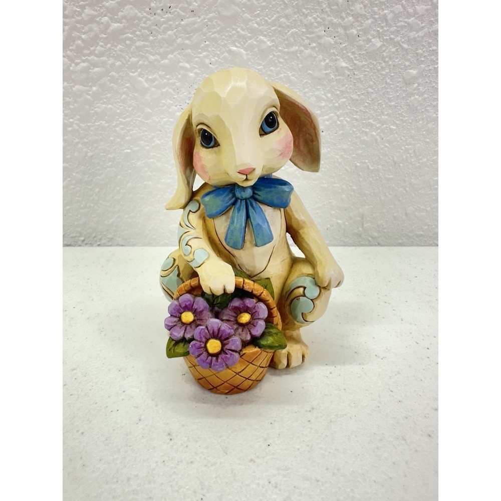 Jim Shore "Hopeful Hopping" Pint Sized Easter Bunny with Basket Heartwood Creek